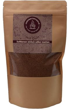 Aromatischer Kerzensand mit Duft 400g inkl. 3 Dochte Aromasand Duftgranulat aus Wachs Raumduft (Palo Santo)
