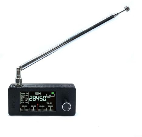 UTTASU Portable SI4732 Radio Receiver 0.5-108MHz for MINI AM FM LSB USB Full Band Broadcasting for DSP Chip 1.9 IPS HD Screen 800mAh 10+ Hours Playtime Loop Antenna for PETG(Black-Pull Rod)