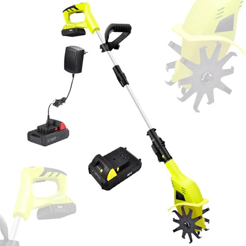 VFMVOYNZ Motozappe elettriche da Giardino Rotavator da 20 V, attrezzo da Giardino per coltivatore - Larghezza di Lavorazione 10,5 cm/4,1 Pollici, profondità di Lavorazione 25 cm/9,8 Pollici