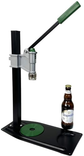 FLFLF Manueller Bierflaschenverschluss mit verstellbarer Höhe, robustes Stahl-Brühwerkzeug für Kronkorken – Wein-/Limonadenflaschenversiegelung mit rutschfestem Griff