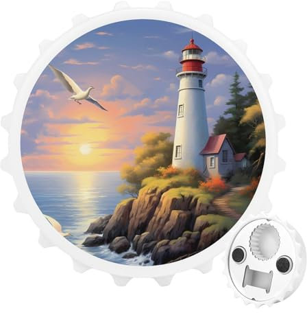 Abrebotellas magnético 2 en 1 con diseño de faro, pájaros de playa, 3 pulgadas, imanes de nevera, abrebotellas de cerveza, bonita decoración para cocina y refrigerador