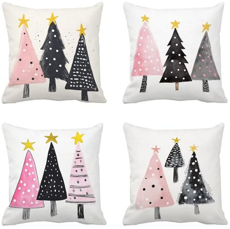Kissenbezug 80x80 Weiß 4er Set Outdoor kissen Schwarz Wetterfest Leinen Quadratische Kissenbezüge Doppelseitig Bedruckter Kissenhülle Summer Dekokissen für Sofa Wohnzimmer Garten Deko Pillow X-279