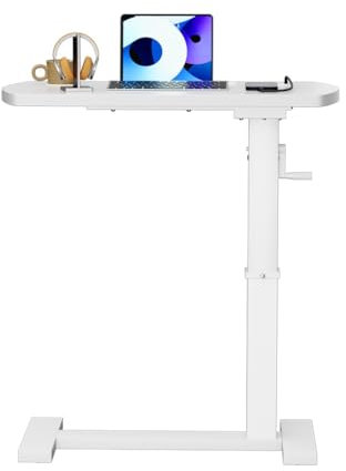 ACLFF Betttisch auf Rollen, Beistelltisch C Form, Höhenverstellbar von 65cm bis 95cm, für Schlafzimmer, Wohnzimmer, Büro, Sofatisch Nachttisch für Wohnzimmer