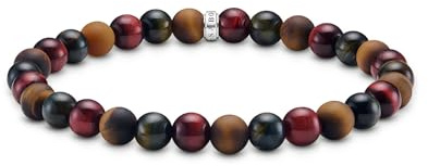 THOMAS SABO Stretch-Armband Obsidian und Tigerauge Beads Armband Gravur