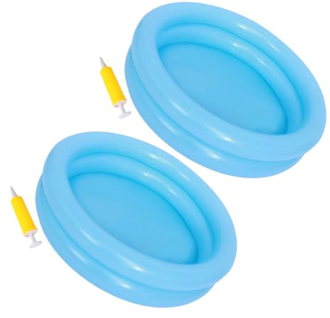 TOYANDONA 2 Ensembles Piscine Gonflable Garçon Fille Été Piscine Ronde Double avec Pompe pour Intérieur et Extérieur