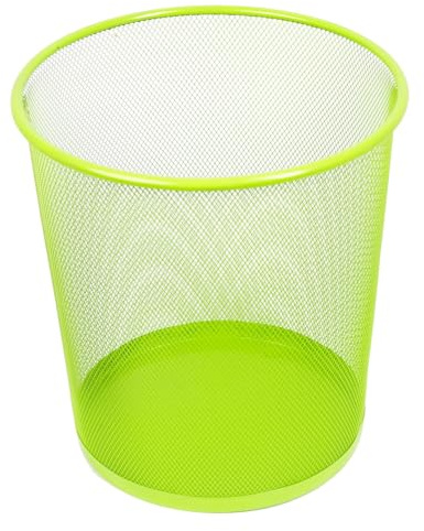 D.RECT KOMO Papierkorb, 12L Metall Abfalleimer Büro | Runder Mülleimer für Arbeitszimmer, Küche | Stabile Ausführung, 266x218x280 mm, Limettengrün