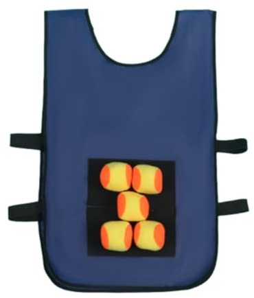 QUXVUIS Jeu de Balle au Prisonnier pour Enfants, idéal pour l'intérieur, Le Jardin, la Plage et la pelouse. Comprend Un Gilet à balles collantes et 5 balles, Bleu, Adultes