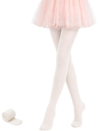 JinBei Collants Danse Classique Fille Extensible Doux Ballet, 3-12 Ans | 90D Opaques, Taille Haute, Respirants et Confortables, avec Pieds Legging, pour Ballet, Danse, Gymnastique, École, Sport