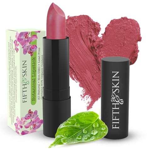 Fifth & Skin BOTANICAL Lipstick (POMEGRANATE) | Vegan | Natural | Organic | Certified Cruelty Free | Paraben Free | Petroleum Free | Healthy | Moisturizing | Vibrant Color that's Good for your Lips!