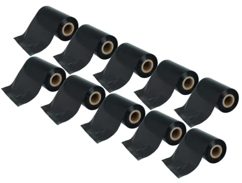 vhbw 10x Thermotransfer-Band kompatibel mit TSC TTP-343 Plus | TTP-268M Drucker Etikettendrucker, Wischfest, 110 mm x 300 m, Wachs-Plus Schwarz