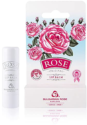 Bulgarisk ros original läppbalsam 5 ml förpackad med vitaminoljor och rosenbetong