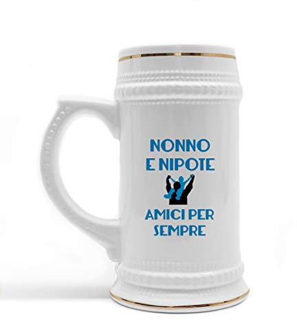 Boccale Birra in Ceramica Festa dei Nonni Nonno e Nipote Amici per Sempre Boccale di Birra Personalizzato Regalo Divertente Nonno Idea Regalo Nonno