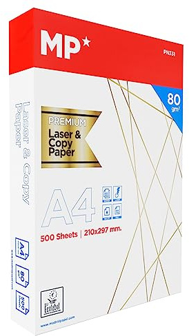 MP – Folios Din A4 80gr, 500 Hojas, Papel Blanco Premium para Impresora Multifunción, para Uso de Oficina, Material Escolar, Paquete de Impresión Multiusos