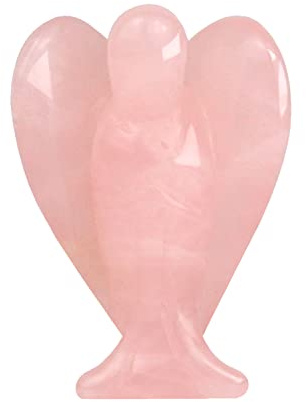Ouubuuy Rosenquarz Stein Engel Figur, Klein Kristalle Steine Schutzengel Figur,Handschmeichler Kristalle Heilsteine,Glücksbringer Engel 1,5 Zoll