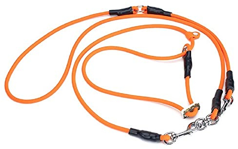 Mystique® Biothane Hunting Profi Umhängeleine 6mm Moxon mit Zugbegrenzung neon orange M-295cm