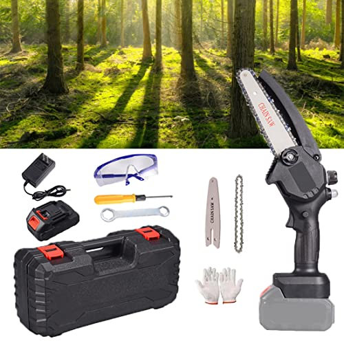 LLYLAY Mini Chainsaw,Mini Cordless Chainsaw Battery Powered,6 Inch Electric Small handheld Chain saw Kit with 1 Rechargeable Battery for Tree Pruning,Wood Cutting (Color : Black-36V, Size : 1*Chain)