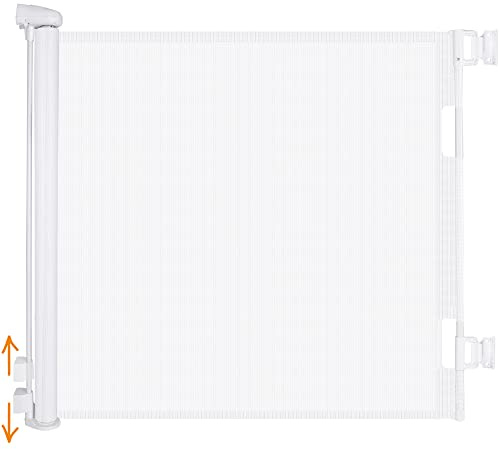 iMoebel Türschutzgitter Treppenschutzgitter Ausziehbar Breite 0-140cm Höhe 83cm, Rollgitter Absperrgitter Treppenschutzrollo für Baby Kinder Welpen, Weiß