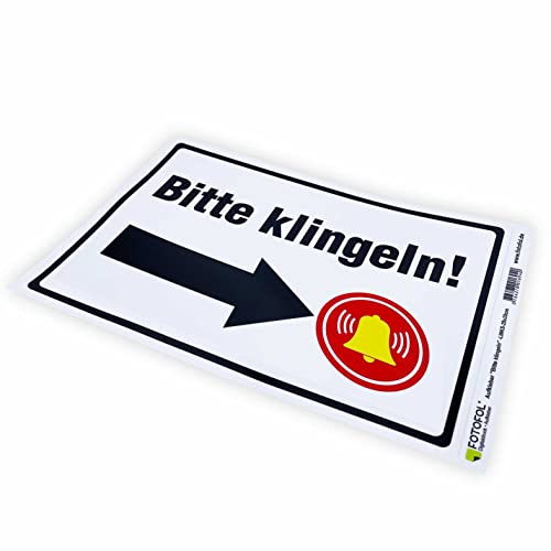 Aufkleber Bitte klingeln - Pfeil rechts - Hinweisaufkleber für den Innen- und Außenbereich - Folie selbstklebend (BITTE KLINGELN_29x20cm_Style6)