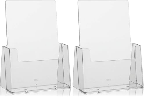 Taymar DIN A5 Tisch-Prospekthalter, Prospektständer, glasklarer Flyerständer, Präsentationsständer (Packung mit 2)