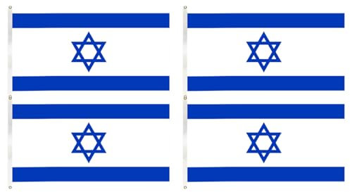 4 banderas de Israel de 3 x 5 pies, tela de poliéster de 90 x 150 cm, bandera de decoración del hogar para patio al aire libre