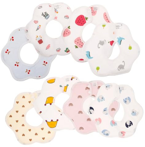 ibasenice 8stücke Teiliges Lätzchen Aus Baumwolle Wasserdichtes Und Weiches Sabberlätzchen Mit Doppeltem Druckknopf Für Neugeborene Und Kleinkinder Beim Bunten Designs Herz Regenbogen