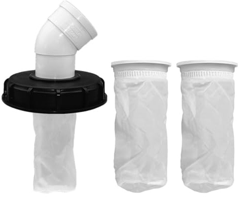 XPJBKC IBC Deckelfilter, 165mm IBC Tank Deckel mit 3 Filter Waschbar, Ersatzfilter Nylon Regenwasserfilter Deckel mit Bogen DN 150 45°, IBC Tank Filter Zubehör Lid für Regenwassertank Container