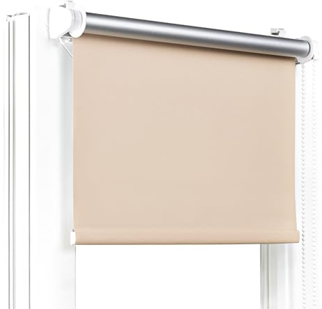 Fenster DEKOR - Rollos Für Fenster Ohne Bohren Beige - Verdunkelungsrollo B130 x H150 cm - Klemmrollo Verdunkelung - Fensterrollo Für Balkontüren - Verdunklungsrollo Leicht Zu Installieren