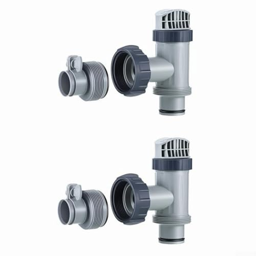 Replacement Type B Hose Adapter, with Plunger Valve for Intex, 1.25-1.5 Hose Adapters & Plunger Valves for Above Ground Pool Filter Pump(2sets)