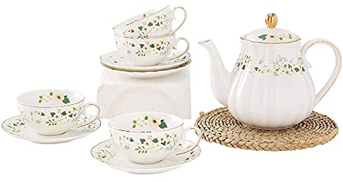 JKJZSALJ Service À Thé en Porcelaine De Style Cour, Fleurs Vintage, Service À Café en Porcelaine, Service À Thé De L'Après-Midi, Tasse À Café Et Soucoupe, Service À Thé De Mariage pour Adultes