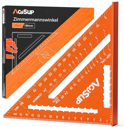 AojSup Zimmermannswinkel Set - 180mm, Zimmermannswinkel Winkelmesser Anschlagwinkel, Aluminiumwinkel Zimmermannswinkel zum Präzisen Anreißen & Zeichnen/Multifunktional Weihnachtsgeschenke für Männer