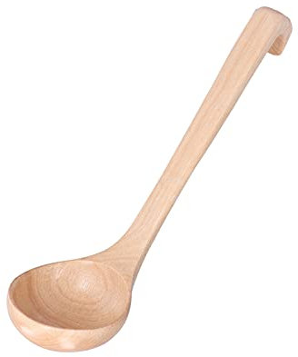 Mestolo per Zuppa Grande Paletta in Legno, Cucchiai di Legno per Cucinare Cucchiaio con Manico Lungo Set di Utensili da Cucina con Gancio Cucchiaio da Minestra Cucchiaio per Olio