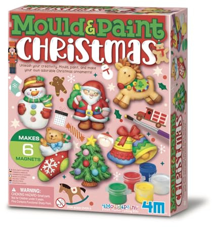 4M 4808 - Kit creativo para modelar y pintar los personajes de Navidad, con tiza y pintar imanes para nevera, multicolor de 5 a 12 años