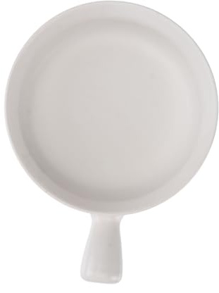 LALADEFIEE Ciotola Ceramica per Frutta e Insalata per Colazione e Pasta con Manico Bianco Utensile da Cucina per Casa e Facile da Versare