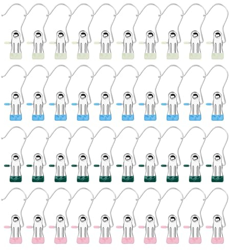 CRITIVE-S 40PCS Clothes Pegs for Washing Line, Laundry Hooks No-slip Clips | Hanging Clips Set Stainless Steel, Mini Washing Pegs Home Travel Clip Hangers for Sock Pant Skirt Shoes Photo Food Sealing