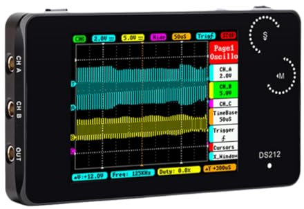 Aiciyimo DS212 Oscilloscope Numérique 2 Canaux 10MSa/S Taux D'Échantillonnage Max Mini Smart Handheld Osciloscopio pour Réparation Automobile