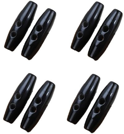 SHTGOI Knebelknöpfe 8 Stück Längliche Ovale Knöpfe 5cm HornKnöpfe mit Kunstharz 2 löcher Knöpfe mit Verschluss Doppelloch Knöpfe für Pullover Mantel Strickjacke Für DIY-Kleidung Nähzubehör (Schwarz)