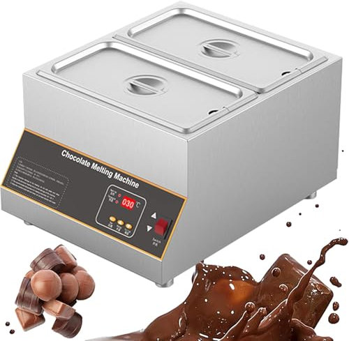 YLANMEI Chocolate Tempering Machine Melting Pot Electric Auto Chocolate Heater Liquid Warmer Stainless Steel 12L Capacity 1-4 Tanks Commercial Home 500W,2tank