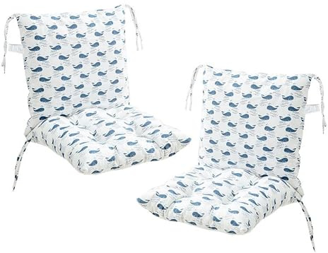 2 Stück Stuhlkissen mit Rückenteil Sitz, Rückenkissen mit Bänder, Niedriglehner Auflage Polsterauflage Gartenstuhl für Stühle/Bänke in Haus und Garten Sitzkisse (40X80cm)