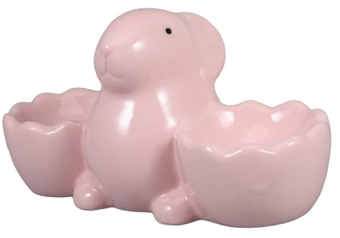 Amosfun Coquetier Mignon Forme de Lapin Porte-œufs Céramique Décoratif Double Coquetier Créatif pour Table