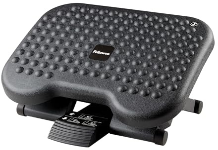 Fellowes Everyday Plus Poggiapiedi ergonomico con base antiscivolo - Poggiapiedi da scrivania - Sgabello poggiapiedi per ufficio e casa - Nero