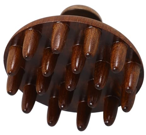 Holz Kopfhautmassagekamm mit Breiten Zinken, Multifunktional für Shampoo | Hölzerne Shampoobürste, Ergonomische Form, Braune Ausführung, für Damen und Herren im Alltag