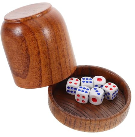 Warmhm 1 Set Massivholz Siebbecher Würfel Holz Shaker Becher Party Würfelbecher Würfelbecher Würfel Schütteln Shaker Würfel Zubehör Spiel Requisiten Würfel Stapel