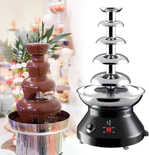 GESAIDES Fontaine à Chocolat, Machine à Fondue au Chocolat électrique, Fontaine à Fromage, Parfaite pour Le Fromage Nacho, la Sauce au Chocolat, Les Mariages et Les Fêtes,5tiers-Black