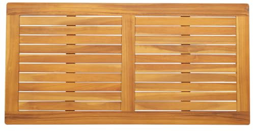 vidaXL Rechteckige Massivholz Teak Tischplatte Innen/Außen geölt 110X55X2 cm Langlebige und vielseitige Esserfläche für rustikale Tische
