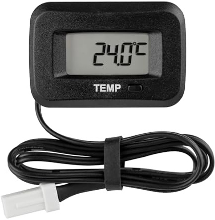 Termometro digitale RileyFine TM006, nero, 46 * 37 * 31 (mm), display LCD, temperatura massima, promemoria temperatura, utilizzato per motociclette, barche e altre attrezzature per motori a benzina