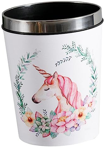 VALICLUD 12l Cartoon Waste Bin for Home Use, round Shape with Pvc and Iron Materials, Convenient for Sorting Garbage and Reusable, Bedroom Trash Can for Office and Dorm