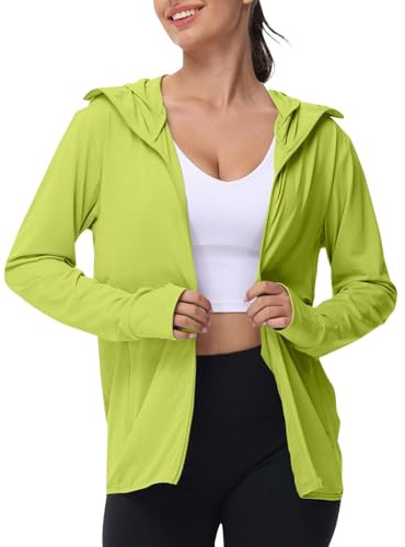Generisch Ropa de protección UV para mujer, chaqueta de verano de manga larga, transpirable, con capucha, protección solar, chaqueta deportiva, protección UV, chaqueta deportiva, chaqueta para correr