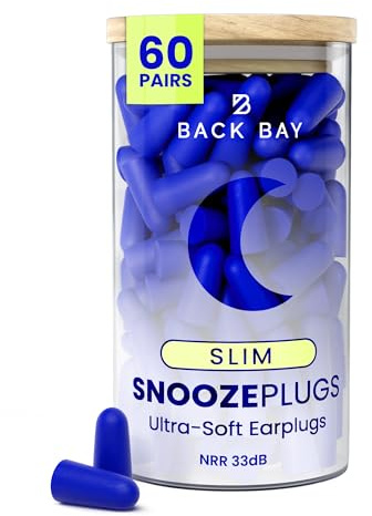 SnoozePlugs Slim - Small Earplugs for Small Ear Canals, Slim Ear Plugs for Sleeping, 60 Pairs Women's Earplugs for Sleep - 33db NRR Comfortable Soft Foam Plugs for Sleeping, Dispoable and Ultra-Soft