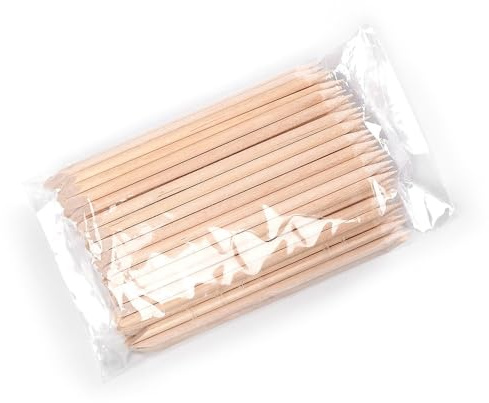 KAZIPOP 50 palillos de uñas de madera naranja multifuncionales, removedor de cutículas, doble cabezal, limpiador de cutículas, para manicura en casa y salón