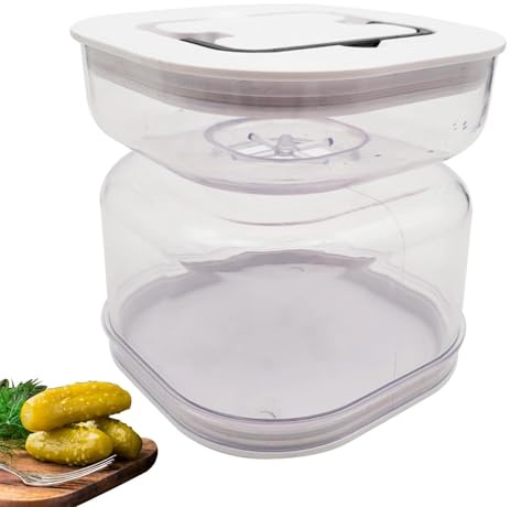 Frasco de pepino cuadrado – Recipiente sellado, botella de almacenamiento | Diseño de separación seca y húmeda, solución automática para conservación de aperitivos o aperitivos en la cocina